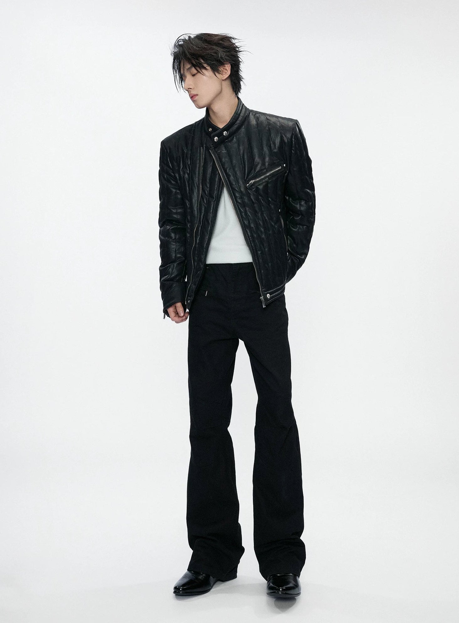 Asymmetric Zip Down Moto Jacket
