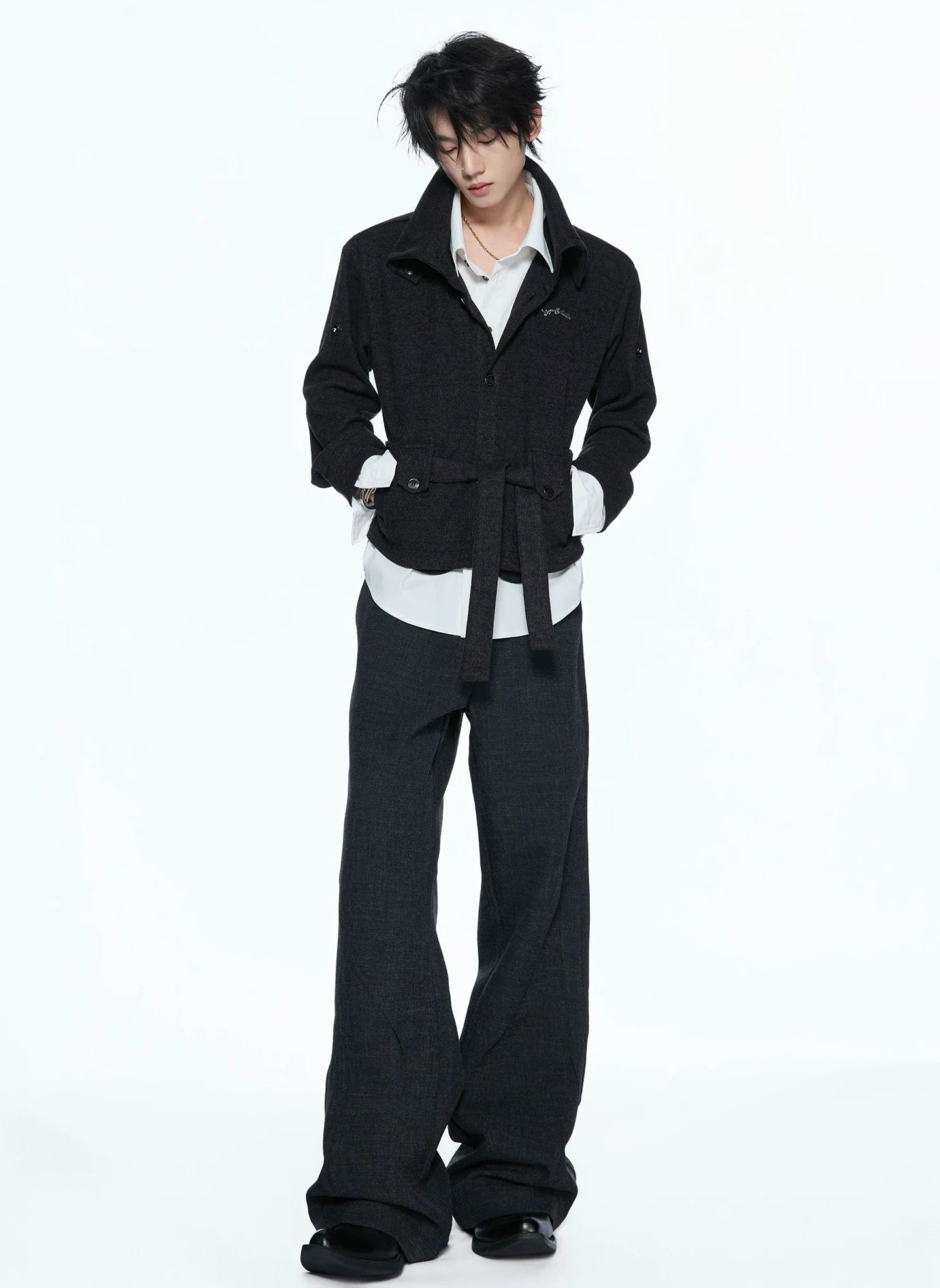Merwev Convertible Collar Knit Cardigan