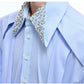 【25s Aug.】Diamond-embellished Ribbon-trimmed Shirt