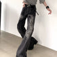 【25s Sep.】Vintage Pleated Lightning Pattern Jeans