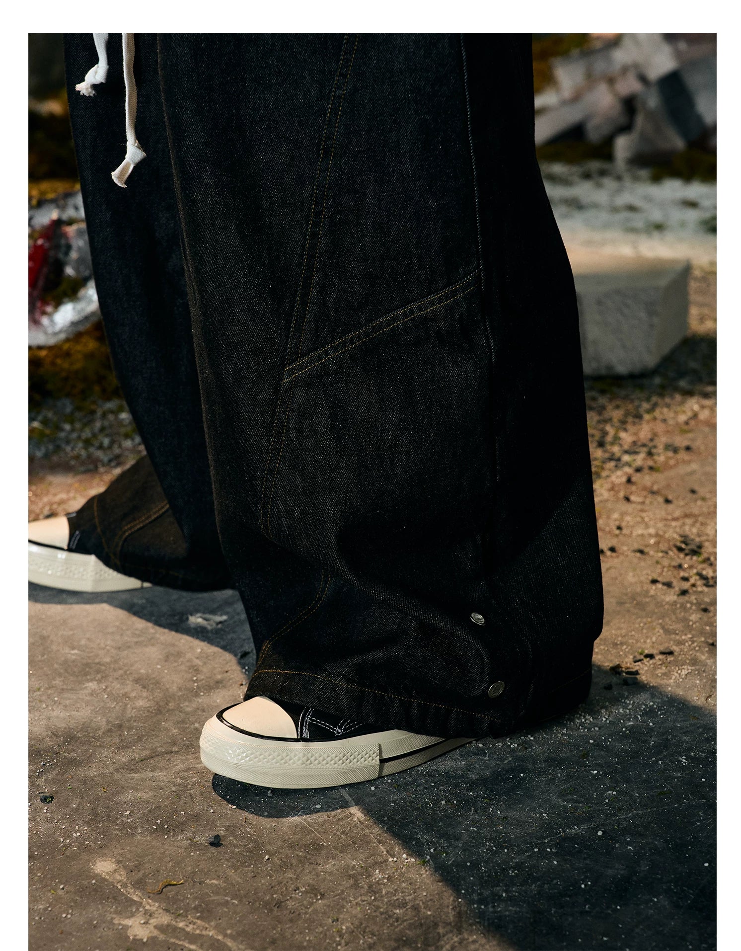 【26s Jan.】Boxing Velvet Curved Wide-Leg Denim Pants