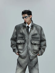 【25s Oct.】Wasteland-style Soft Denim Top/Deconstructed Zippered Flared Pants