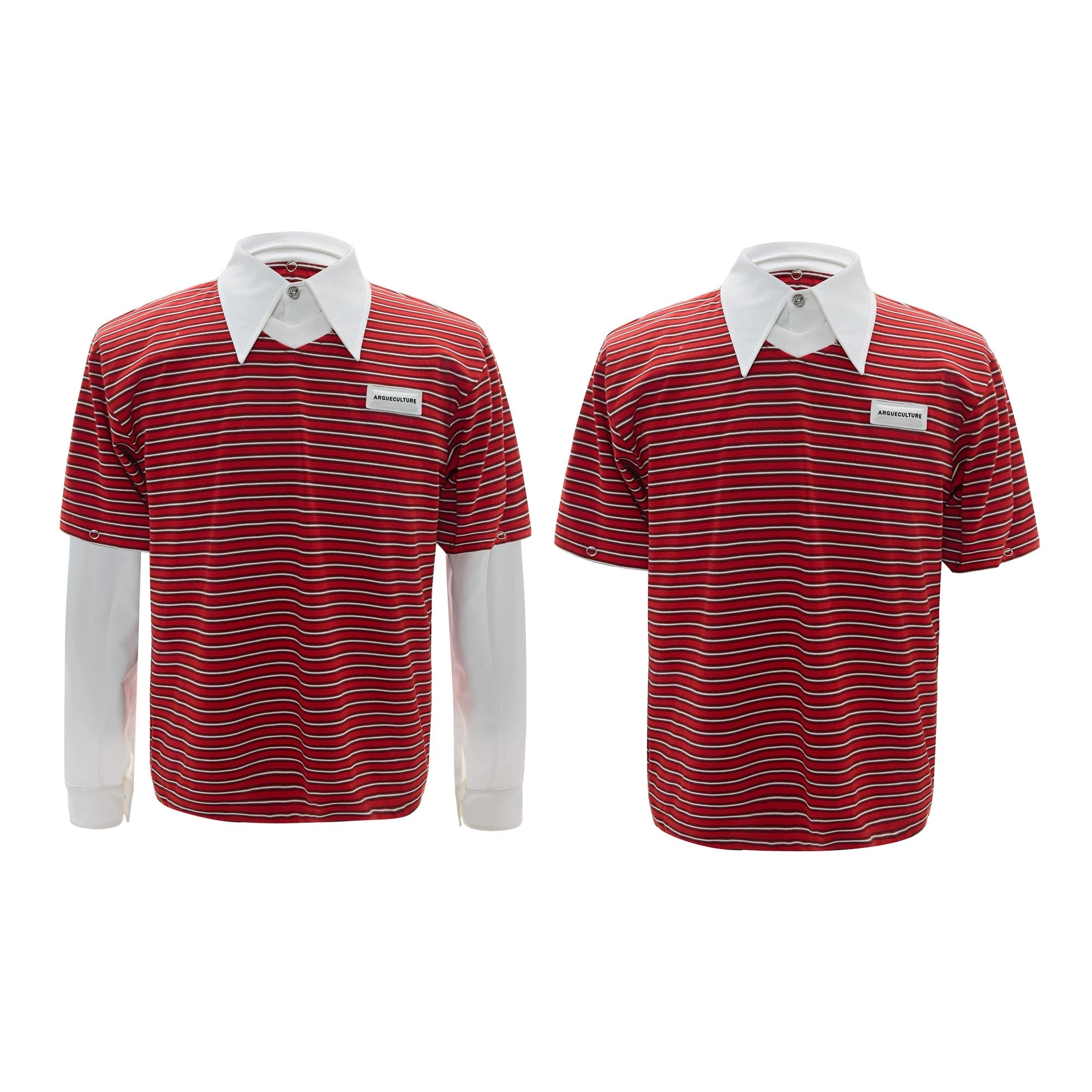 【26s Apr.】Contrast Stripe Convertible Layered Polo Shirt