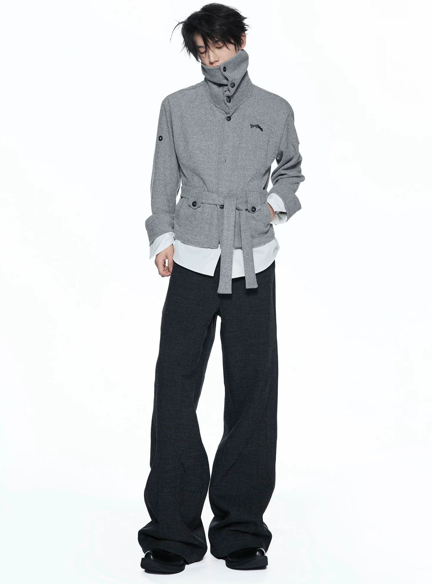 Merwev Convertible Collar Knit Cardigan