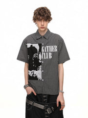 Dark Graphic Plaid Short Sleeve Shirt