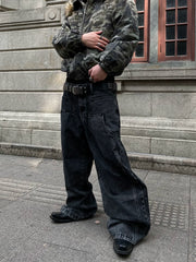 【25s May.】Mock Two-Piece Spliced Straight-Leg Jeans
