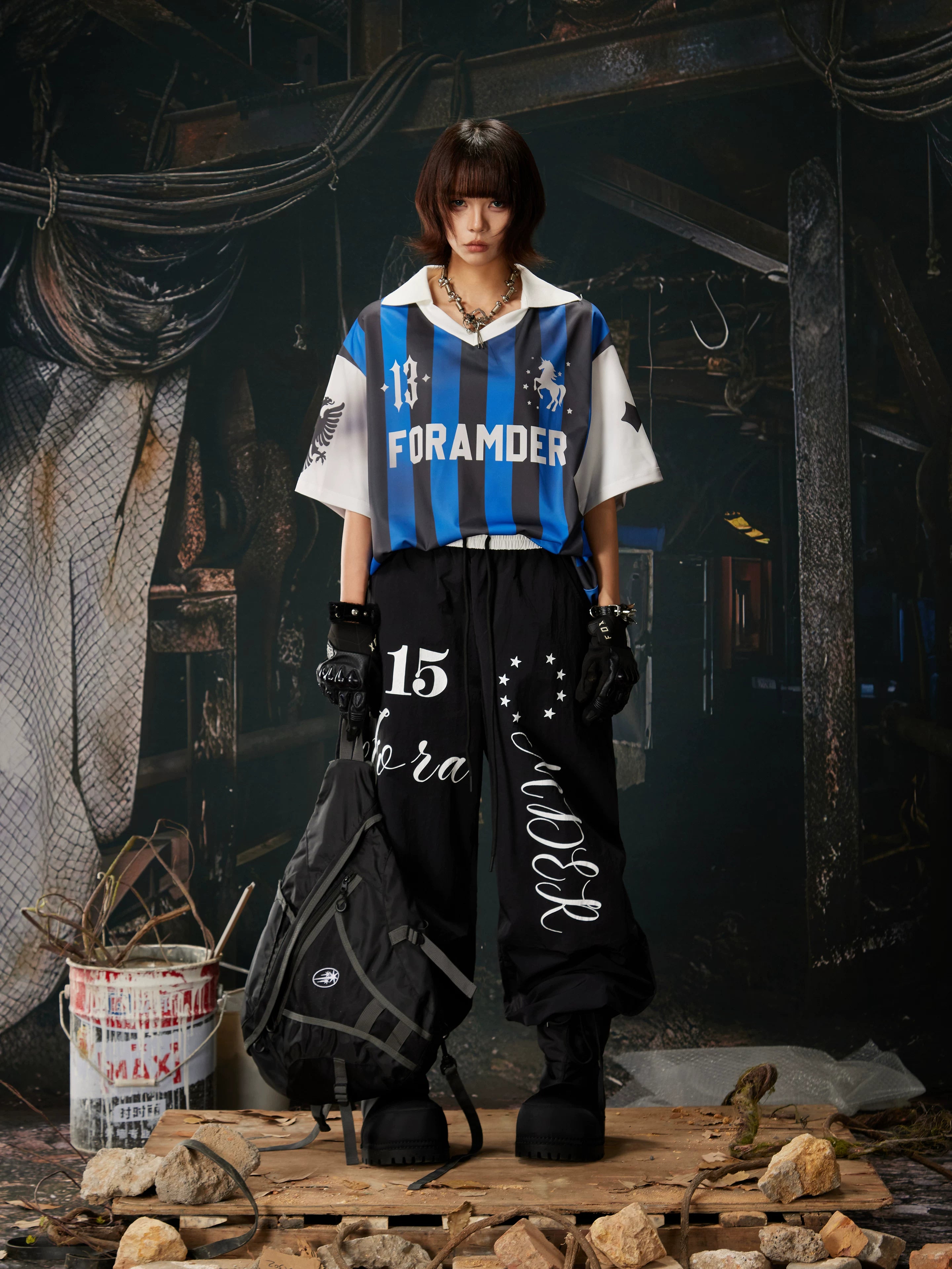 Blue Black Stripe Jersey Tee