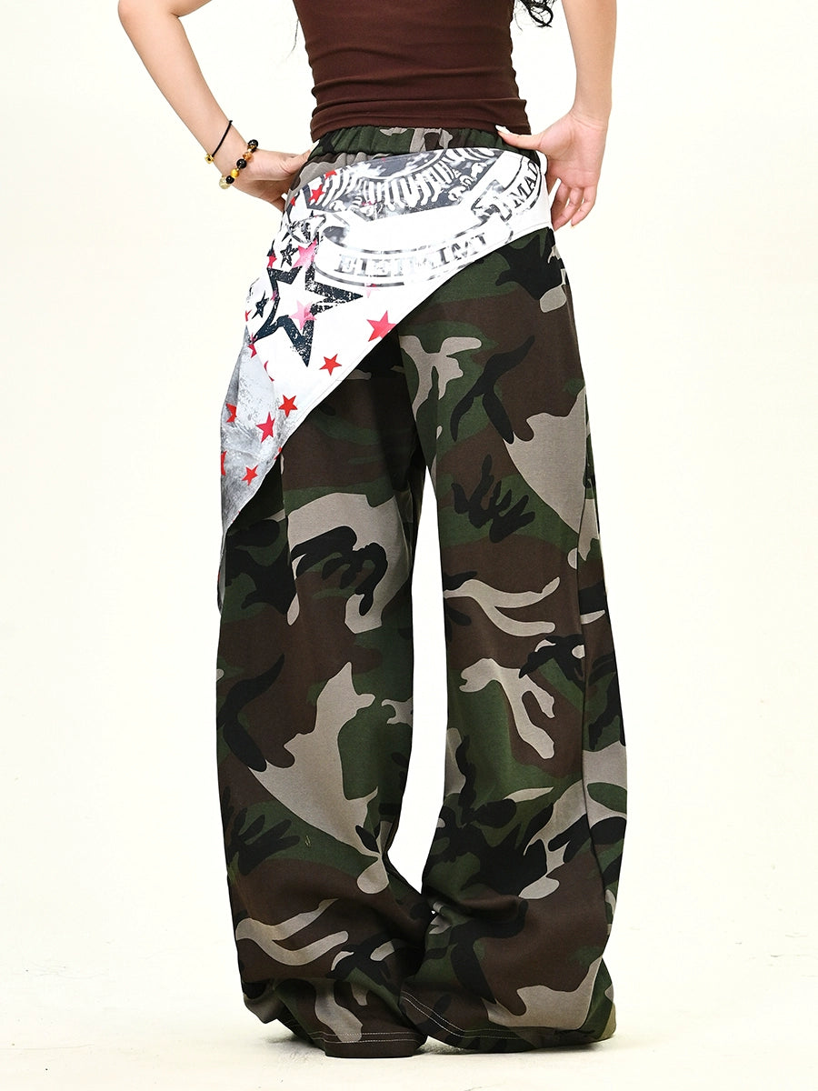 【25s Aug.】Detachable Panel Camo Wide-Leg Trousers