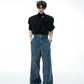 【25s Aug.】Washed Distressed Draped Ribbon Loose-Fit Jeans