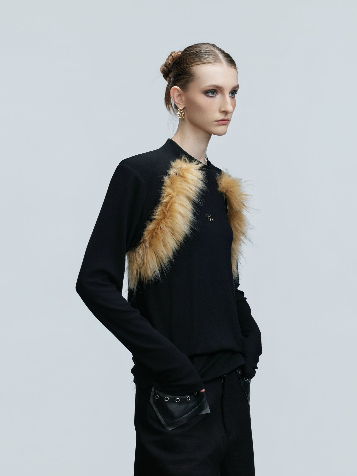 【25s Nov.】Retro High-neck Fur Slim Bottoming Shirt