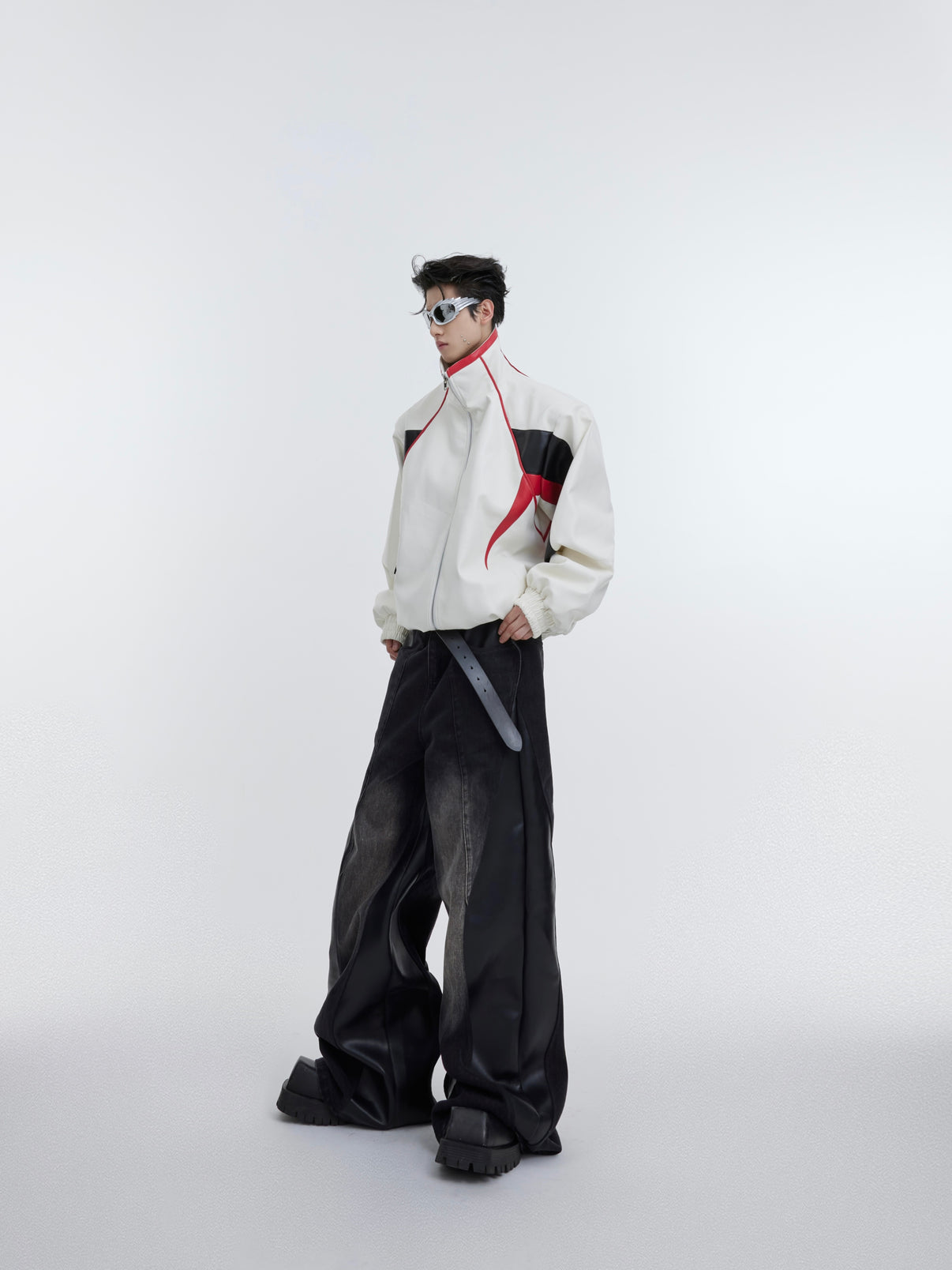 Retro Contrast Stitching Stand Collar PU Leather Jacket – ArtsKoreanMan