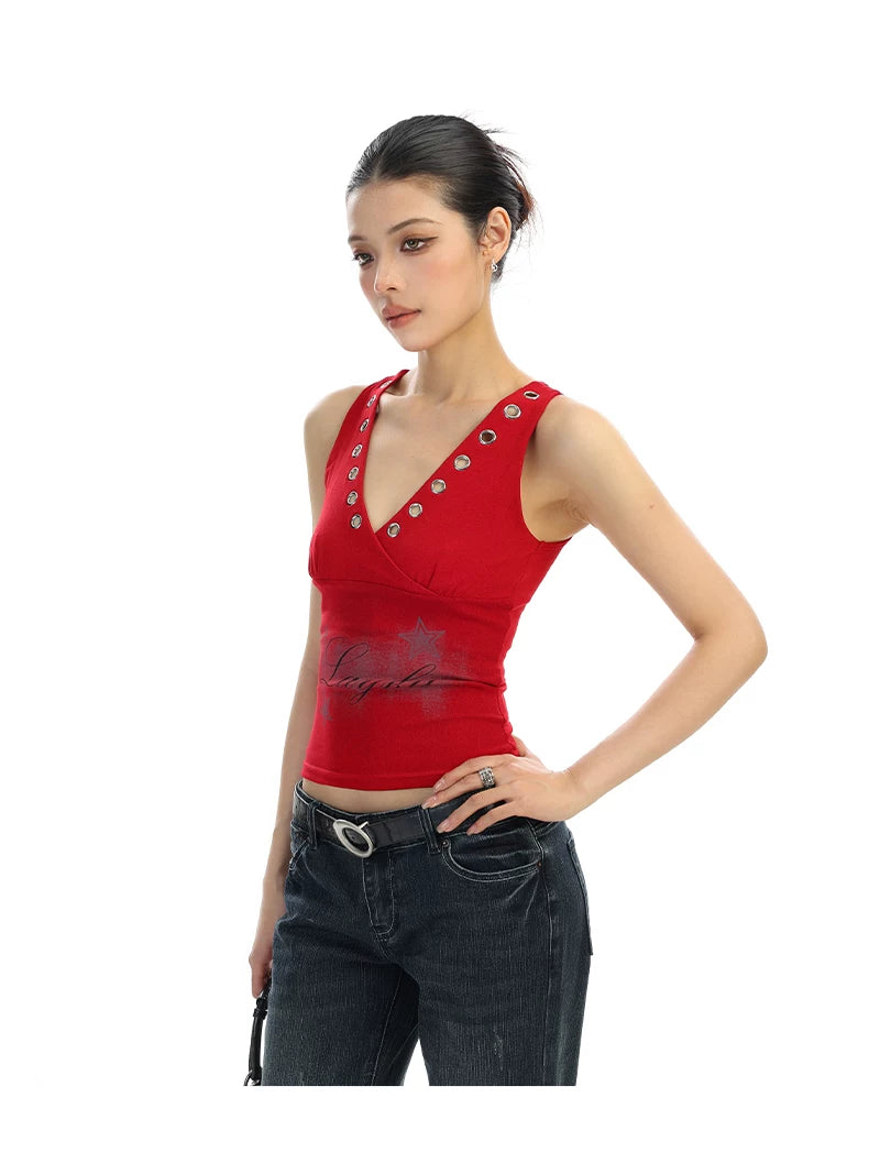 【26s Feb.】American Star Print Cropped Cami Tank Top