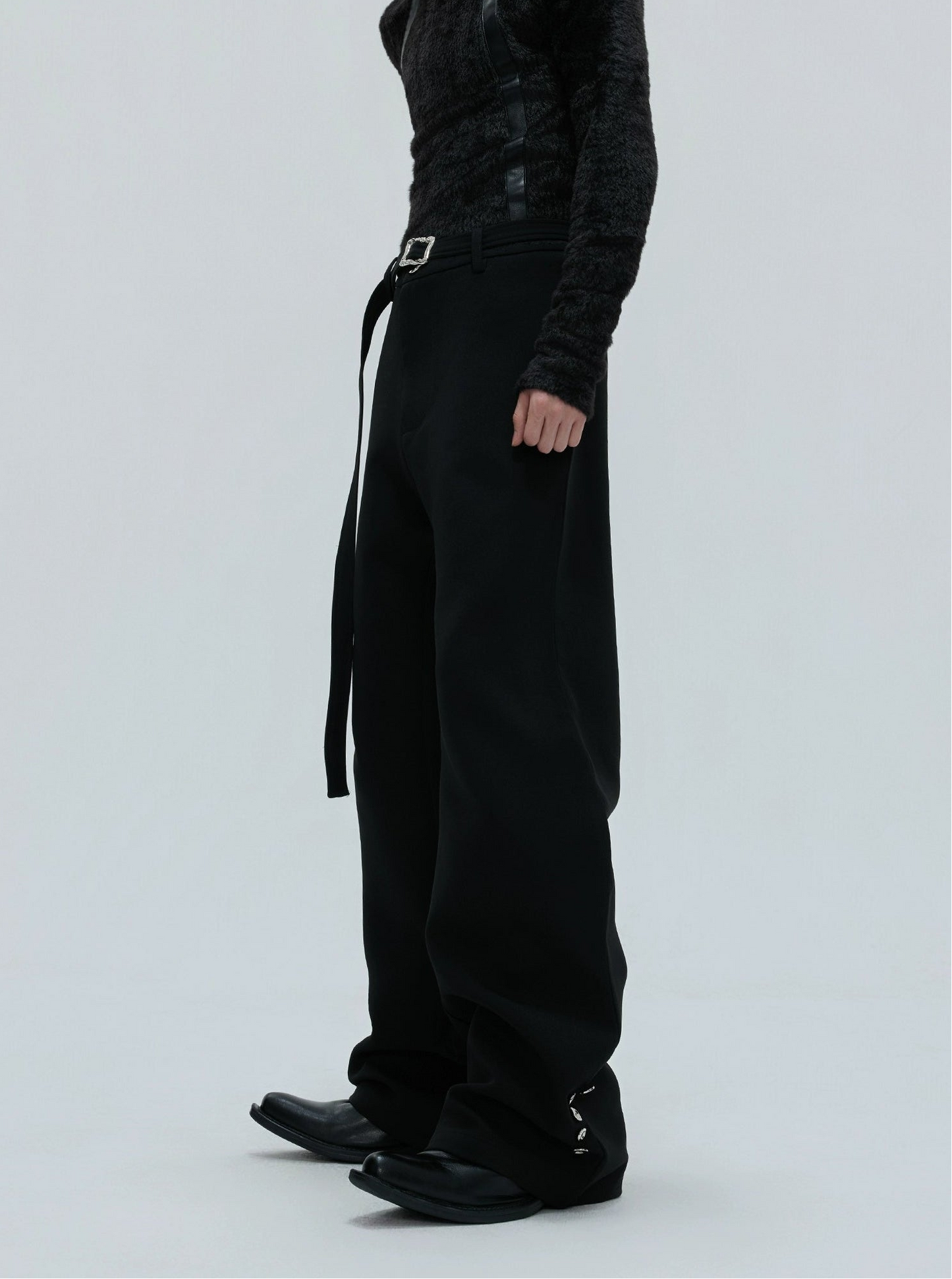 【25s Nov.】Furry Ribbon Metal Button Trousers