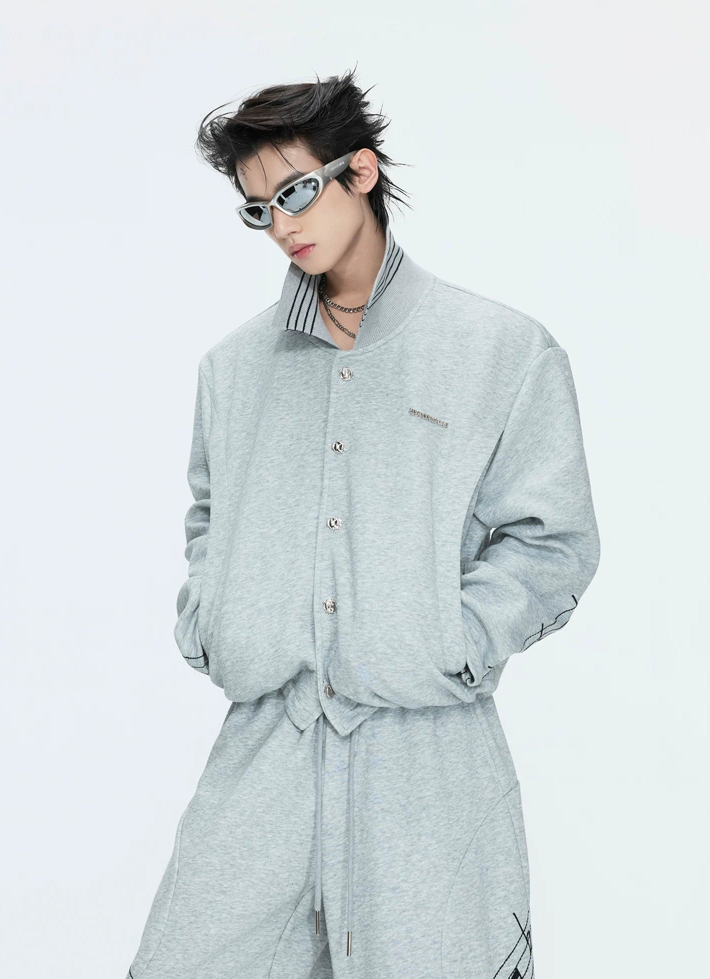 【26s May】Embroidered Music Note Structured Hoodie Set