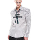 【25s Sep.】Vertical Striped Tie Print Shirt