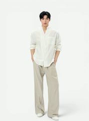 Stand Collar Linen Clean Fit Shirt