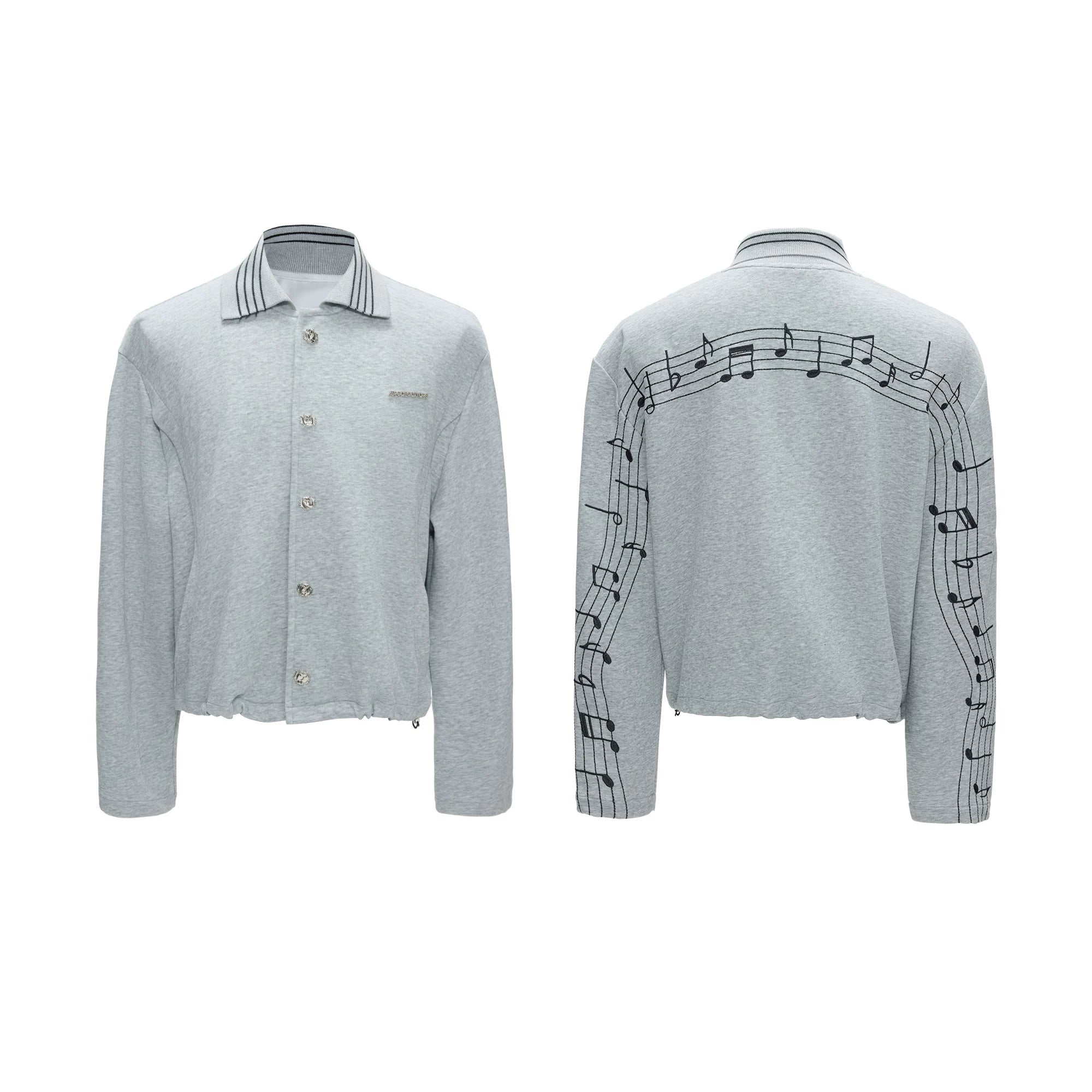 【26s May】Embroidered Music Note Structured Hoodie Set