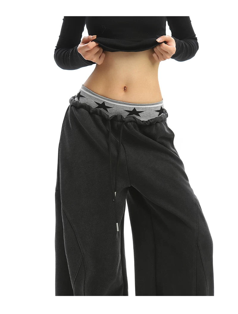 【26s Apr.】Double Waist Washed Fleece Wide-Leg Sweatpants