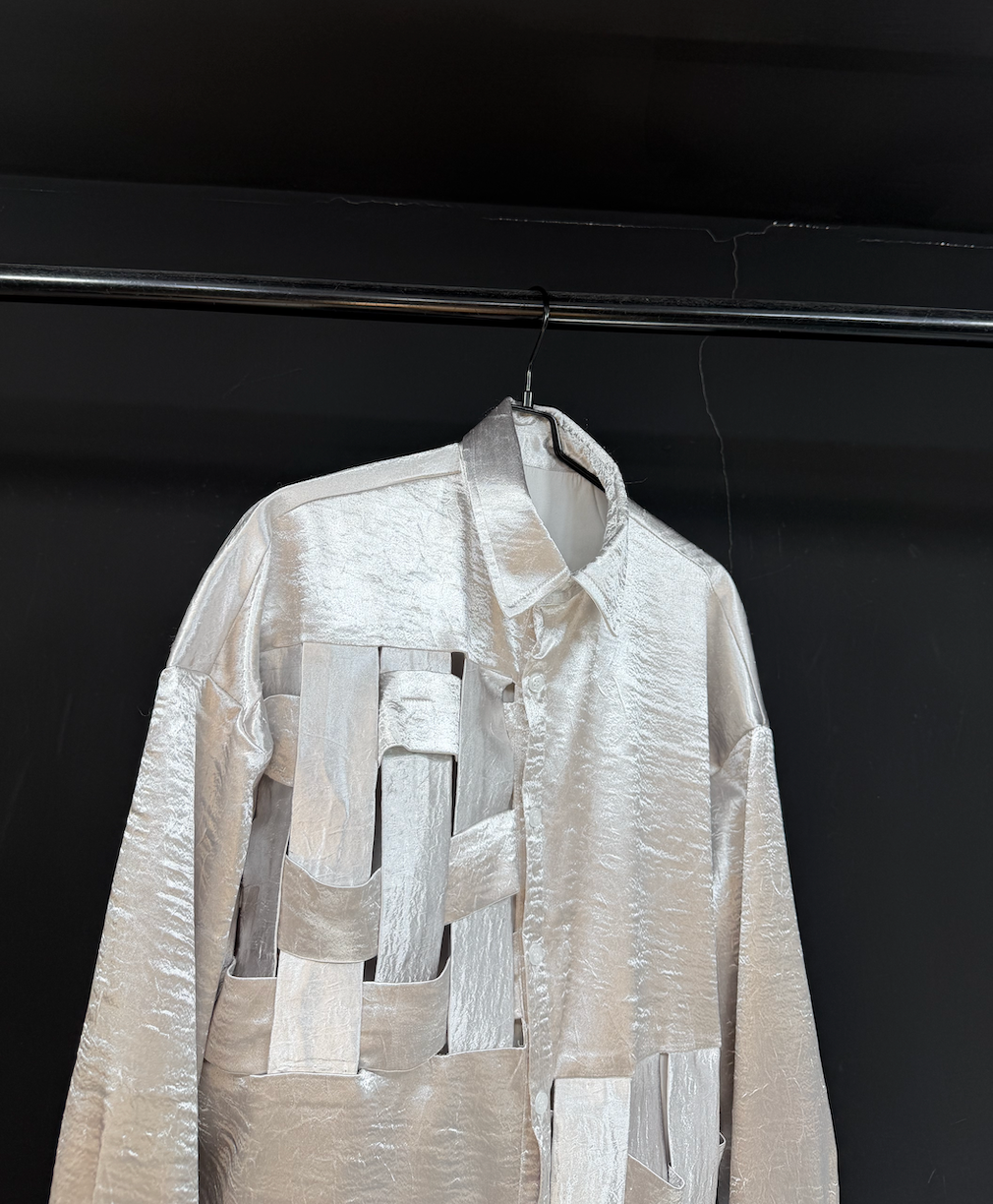 Silver Cutout Deconstructed Shirt