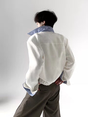 Striped Layered Padded Shoulder Jacket