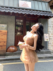 【25s Apr.】Polka Dot Halterneck Mesh Dress