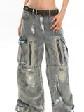 【25s May.】Washed Graffiti Pocket Denim Trousers