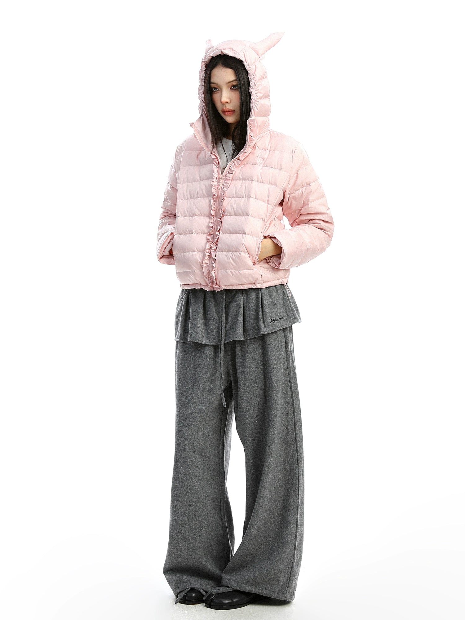 【25s Dec.】Sweet Little Devil Horn Hooded Down Jacket