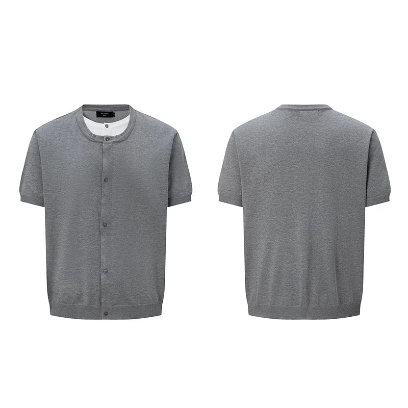 Clean Fit Layered Henley Knit Tee