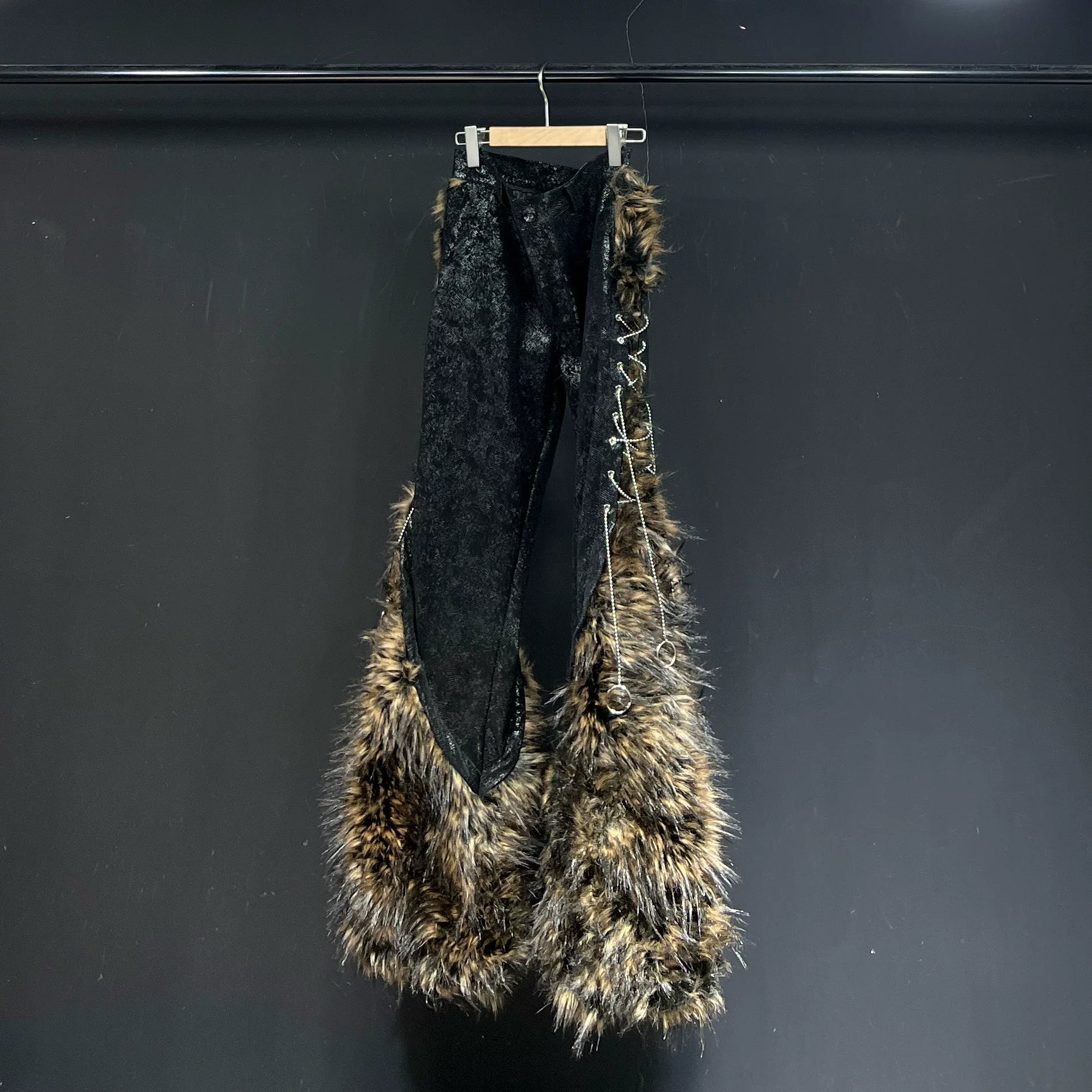 Animal Print Faux Fur Flared Pants