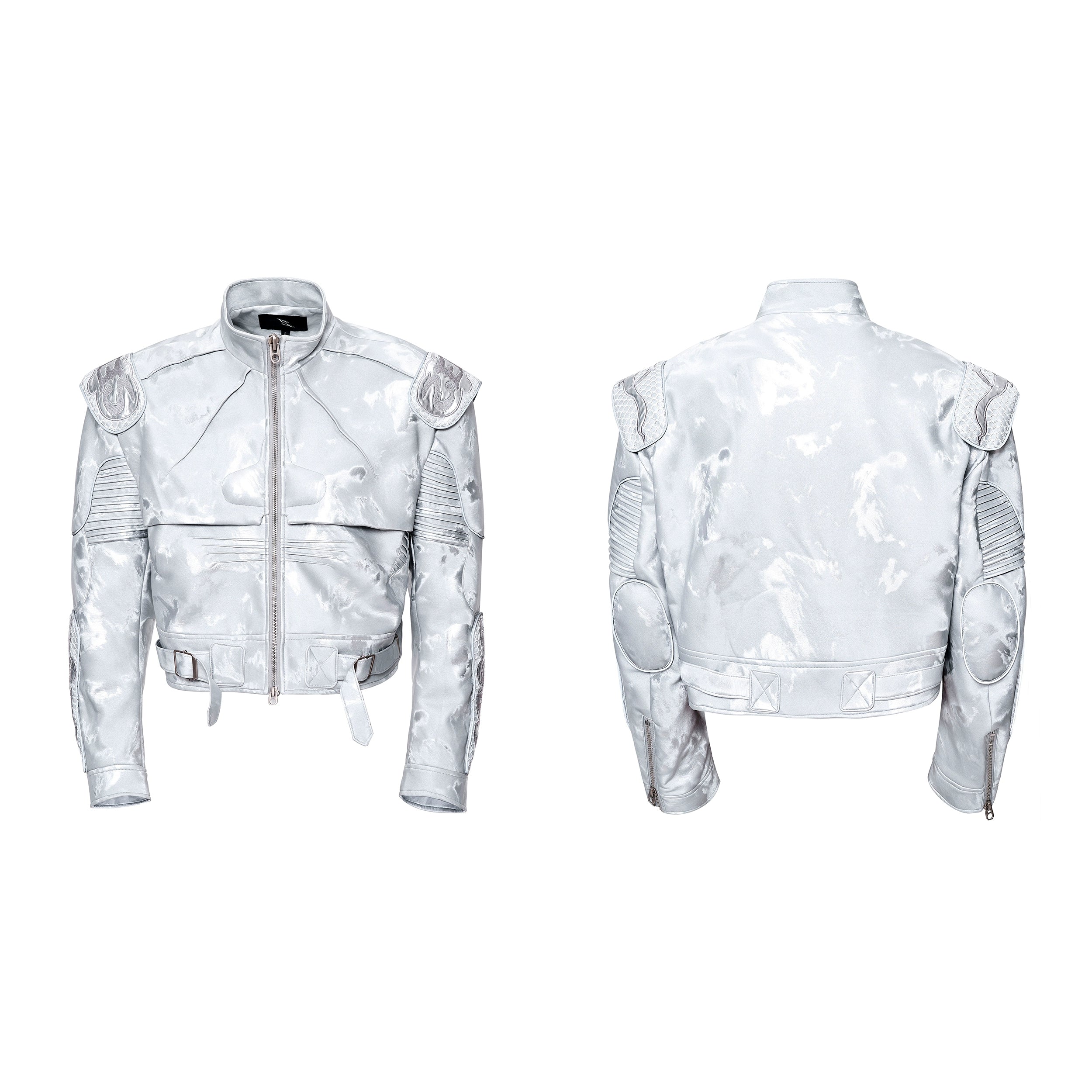 【25s Nov.】Pioneer Silver Motorcycle Leather Jacket