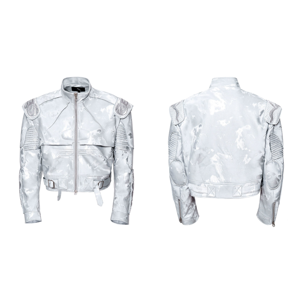 【25s Nov.】Pioneer Silver Motorcycle Leather Jacket