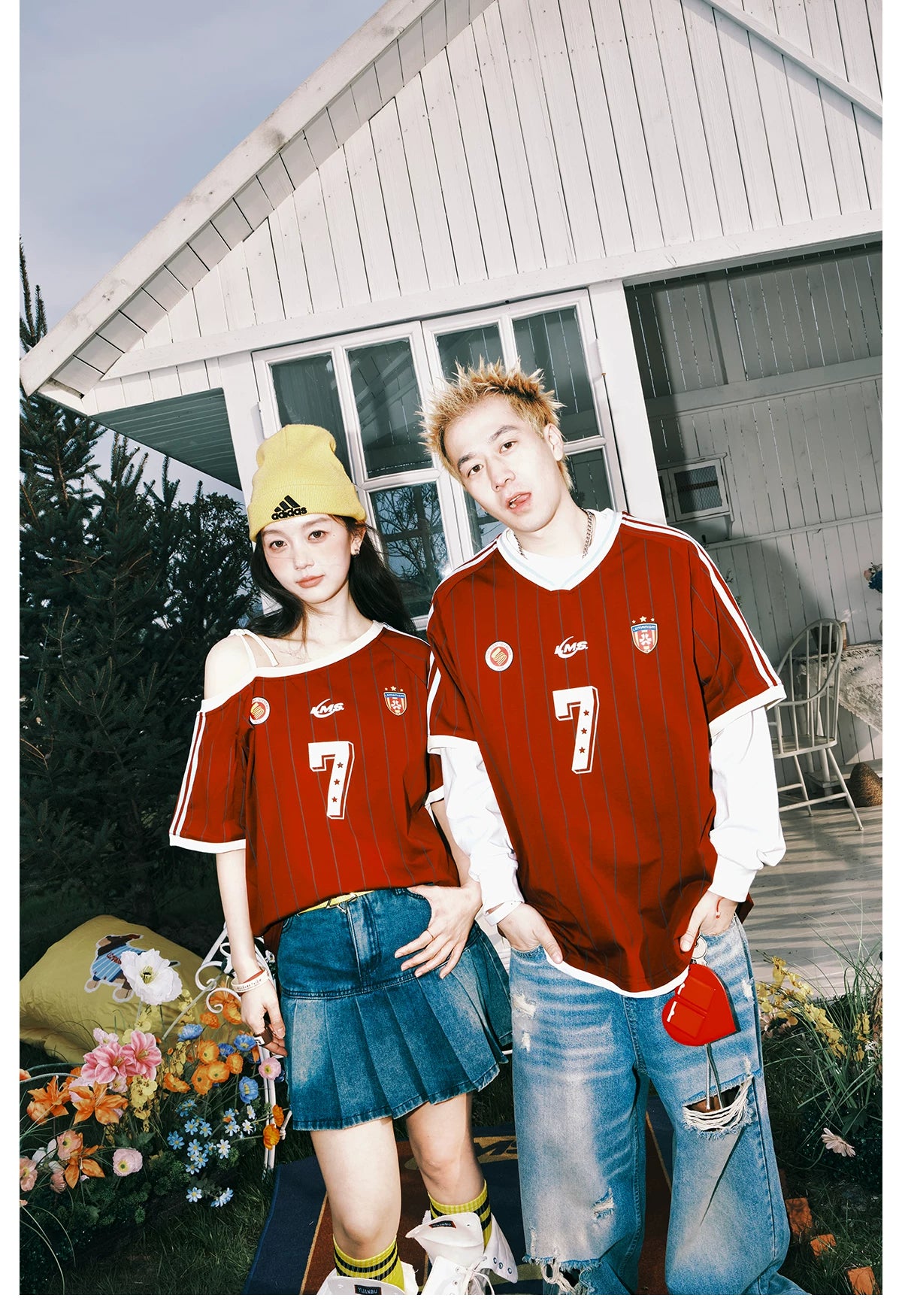 Contrast V-Neck Sports Jersey Tee