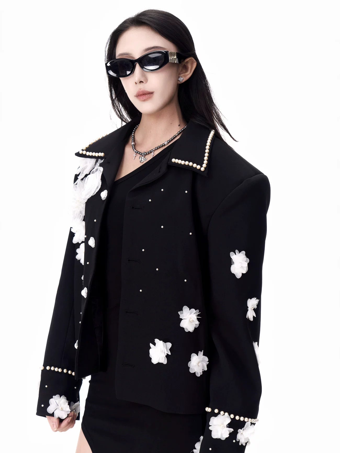 【26s Feb.】Couture 3D Floral Structured Shoulder Cropped Jacket / Pants