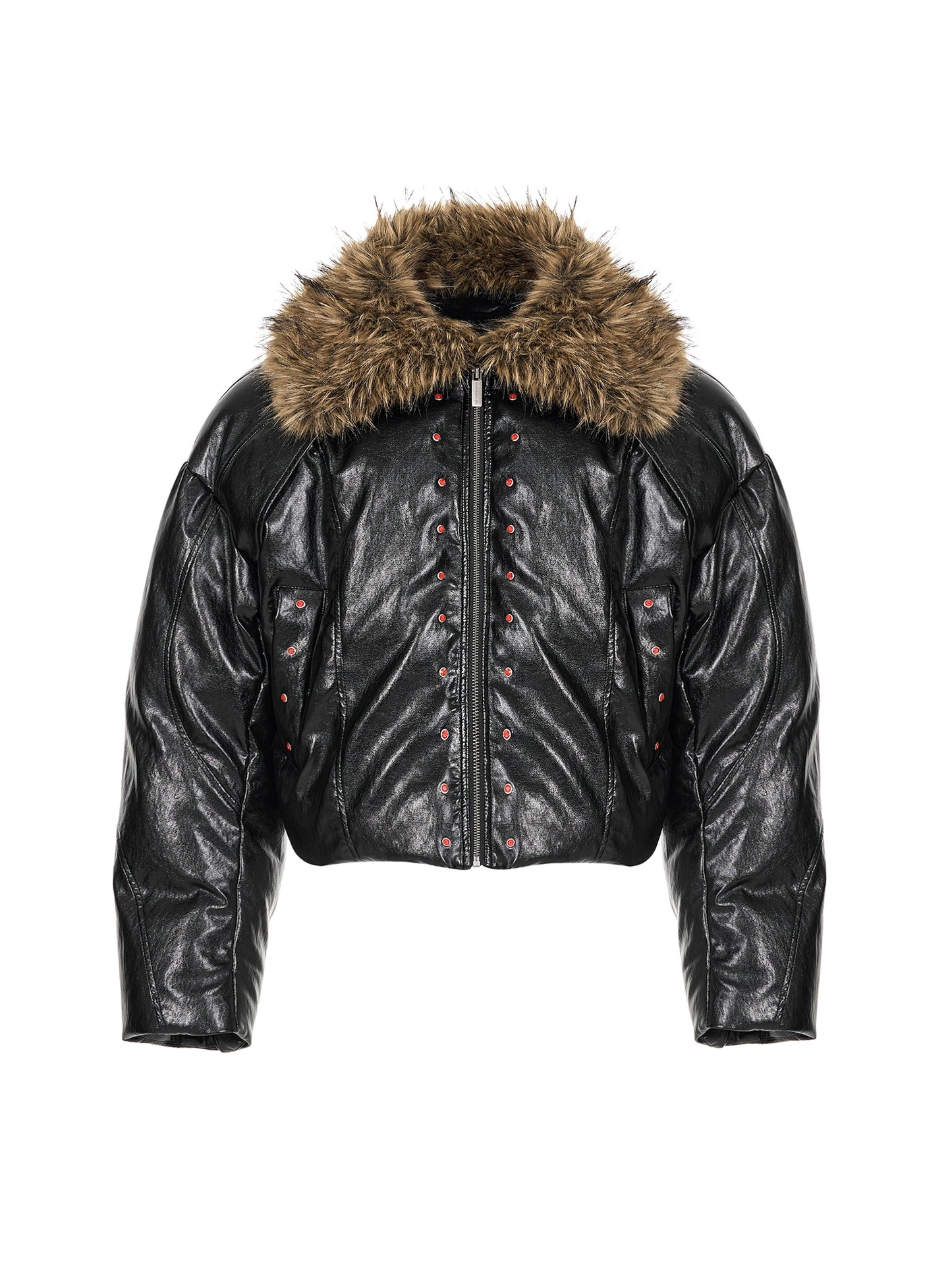 【25s Nov.】Detachable Fur Collar Short PU Leather Cotton Coat