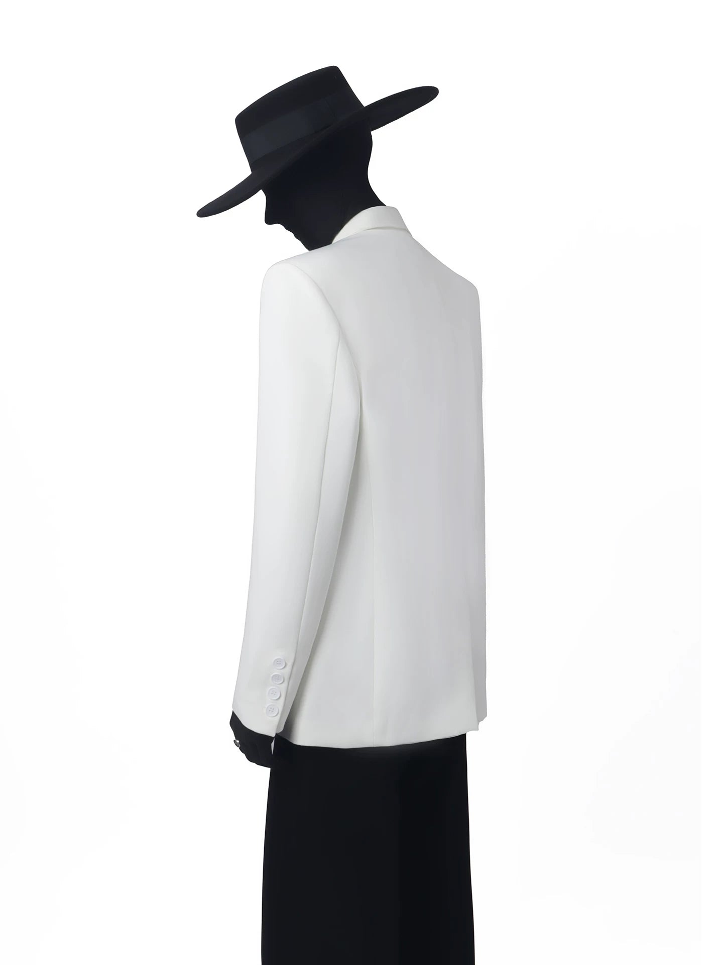 Metal Brooch White Blazer