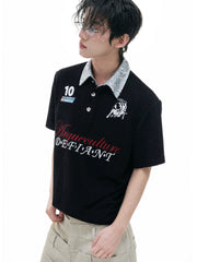 Contrast Sequin Polo Tee