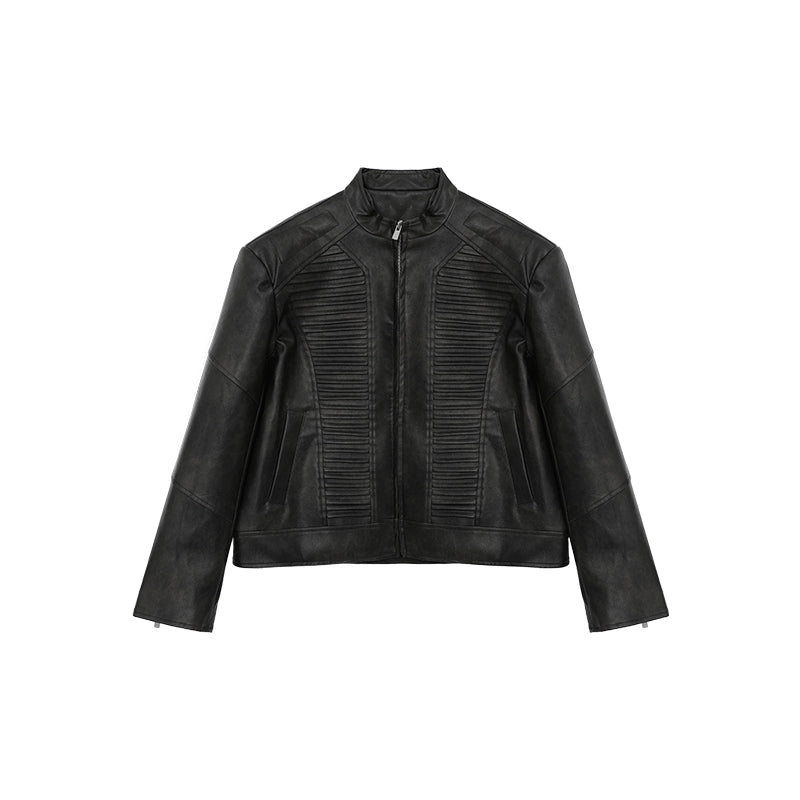 【24s Nov.】Deconstructed PU Leather Jacket