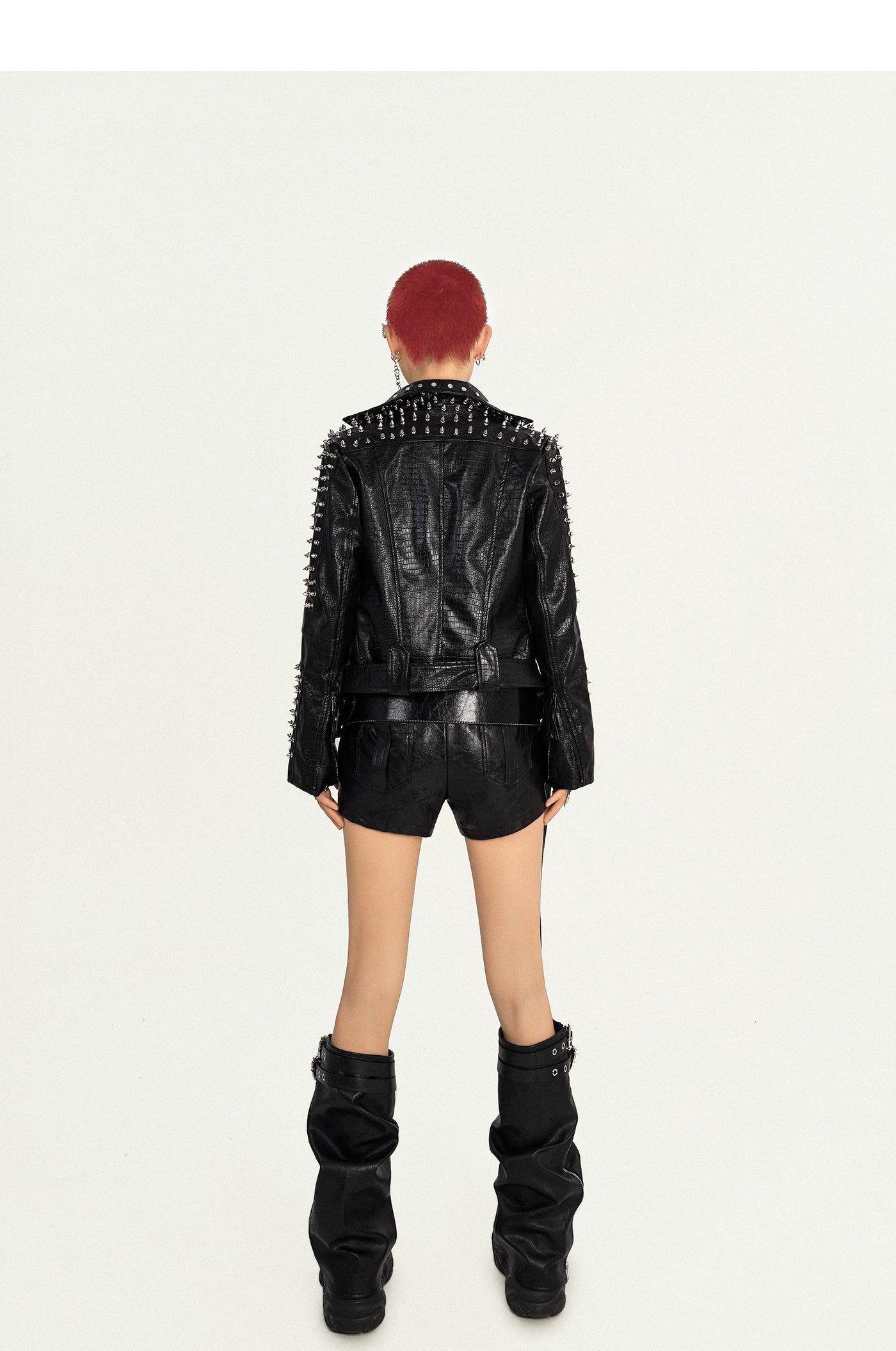 【25s Oct.】Street Style Rivet PU Leather Jacket