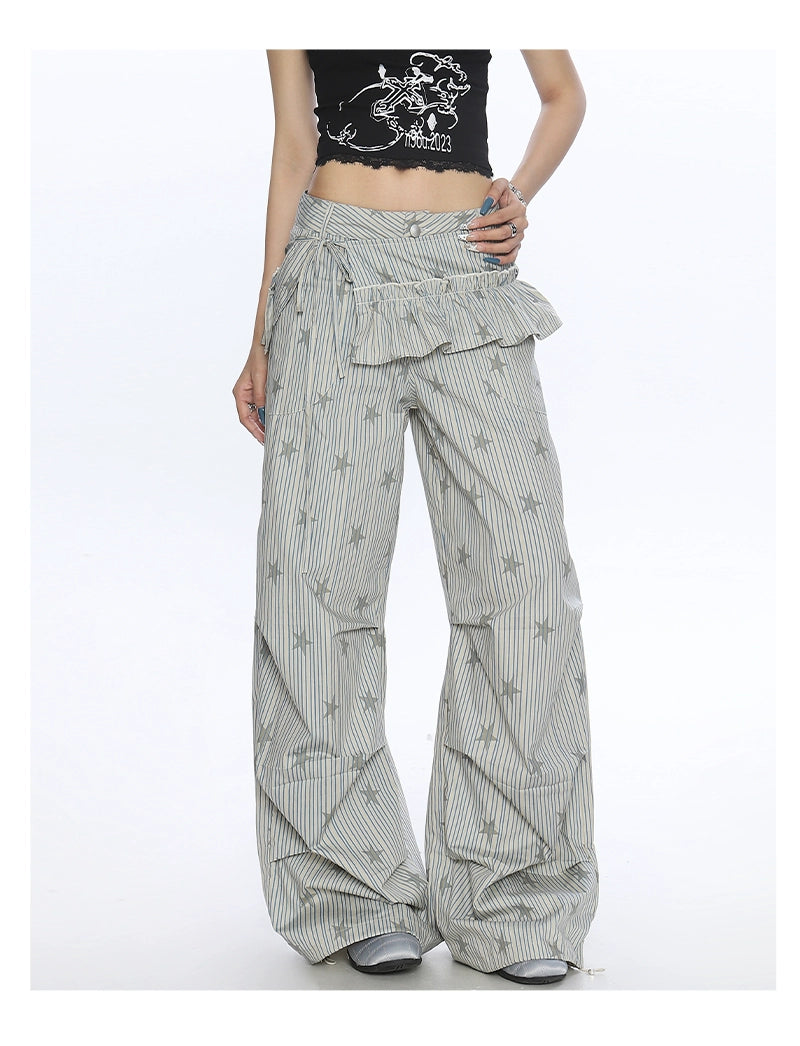 【25s Nov.】Striped Star Print Cargo Pants