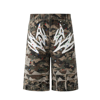 【25s Aug.】Vintage Washed Camo Print Shorts