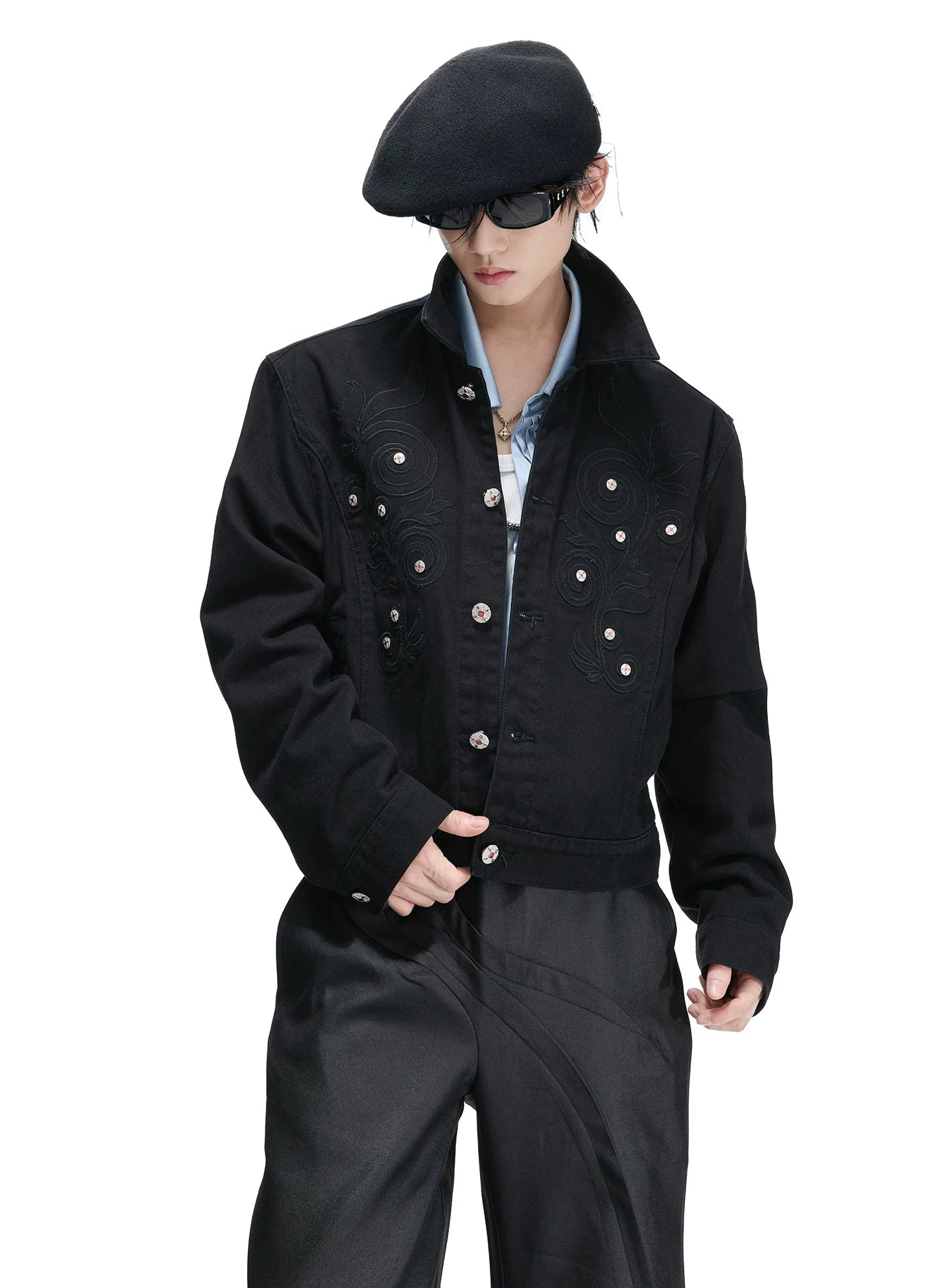 Vintage Rose Studded Denim Jacket