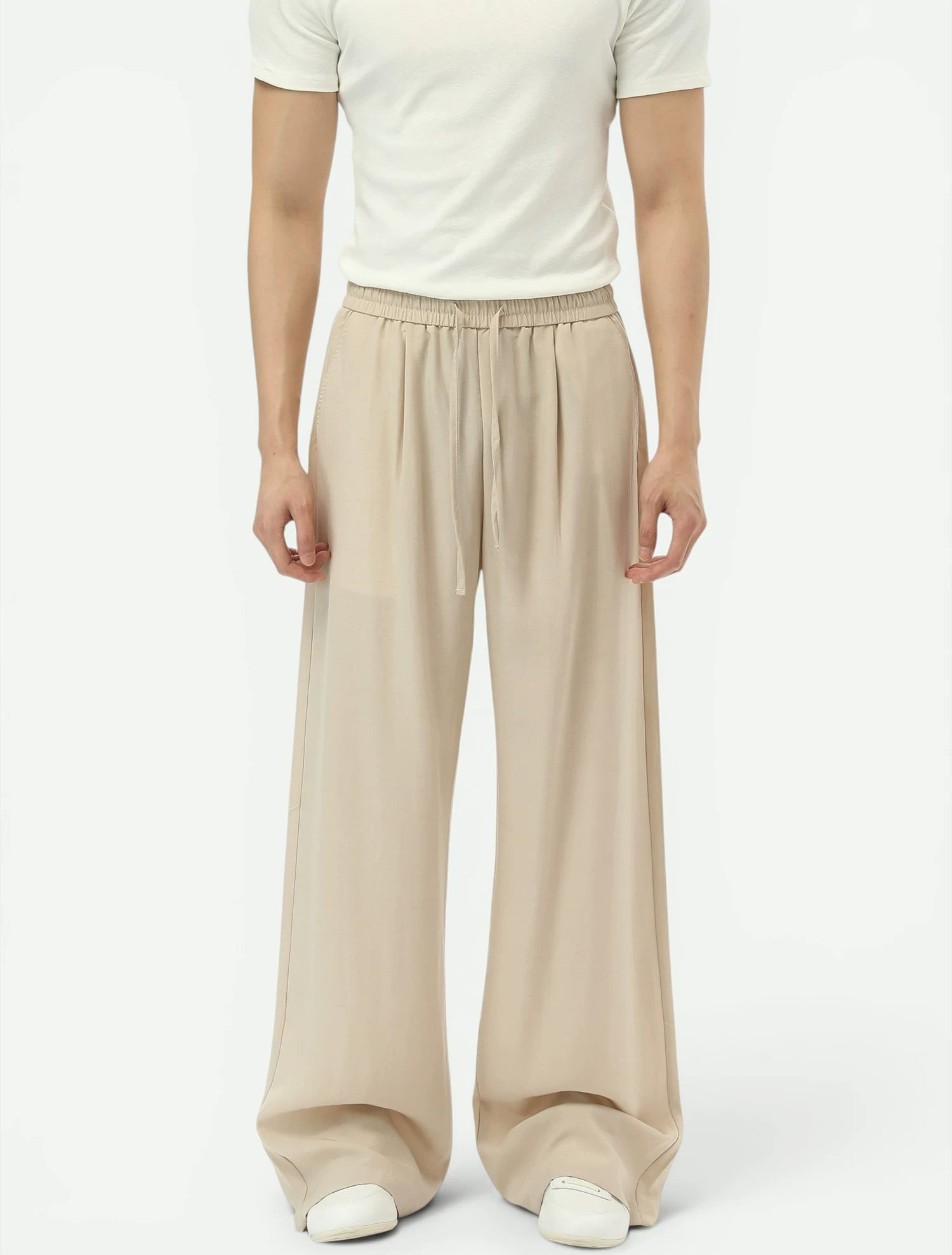 Lyocell Drawstring Wide-Leg Pants