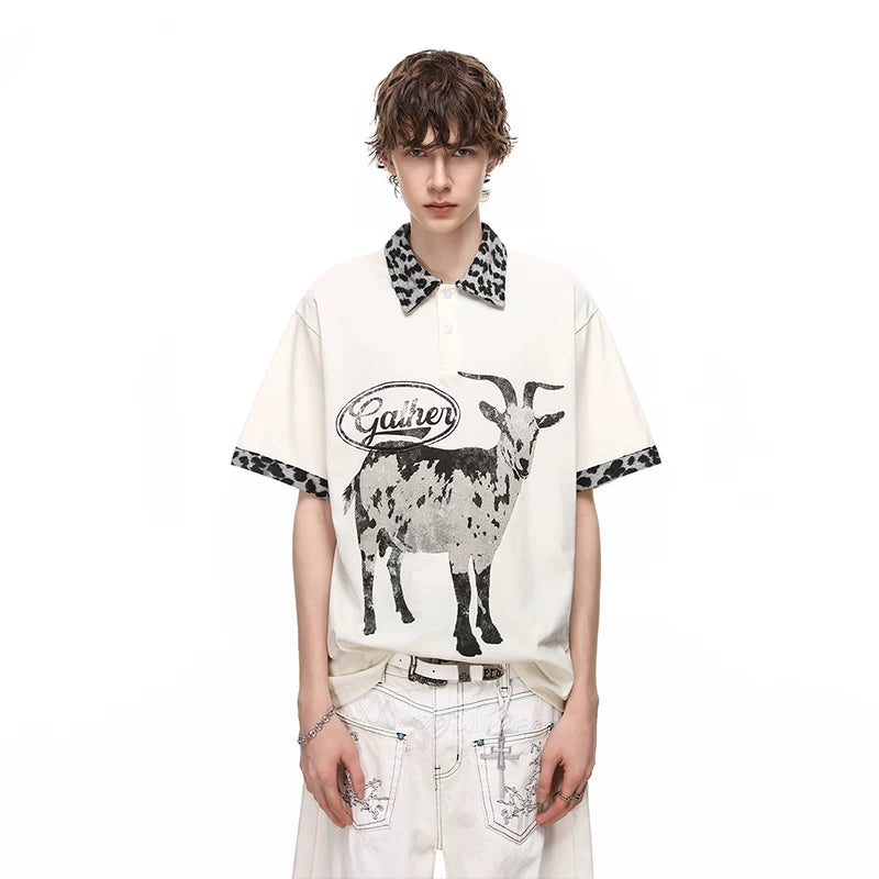 Vintage Leopard Patchwork Polo
