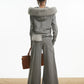 【25s Oct.】Vintage Grey Fur Collar Hooded Sweatshirt
