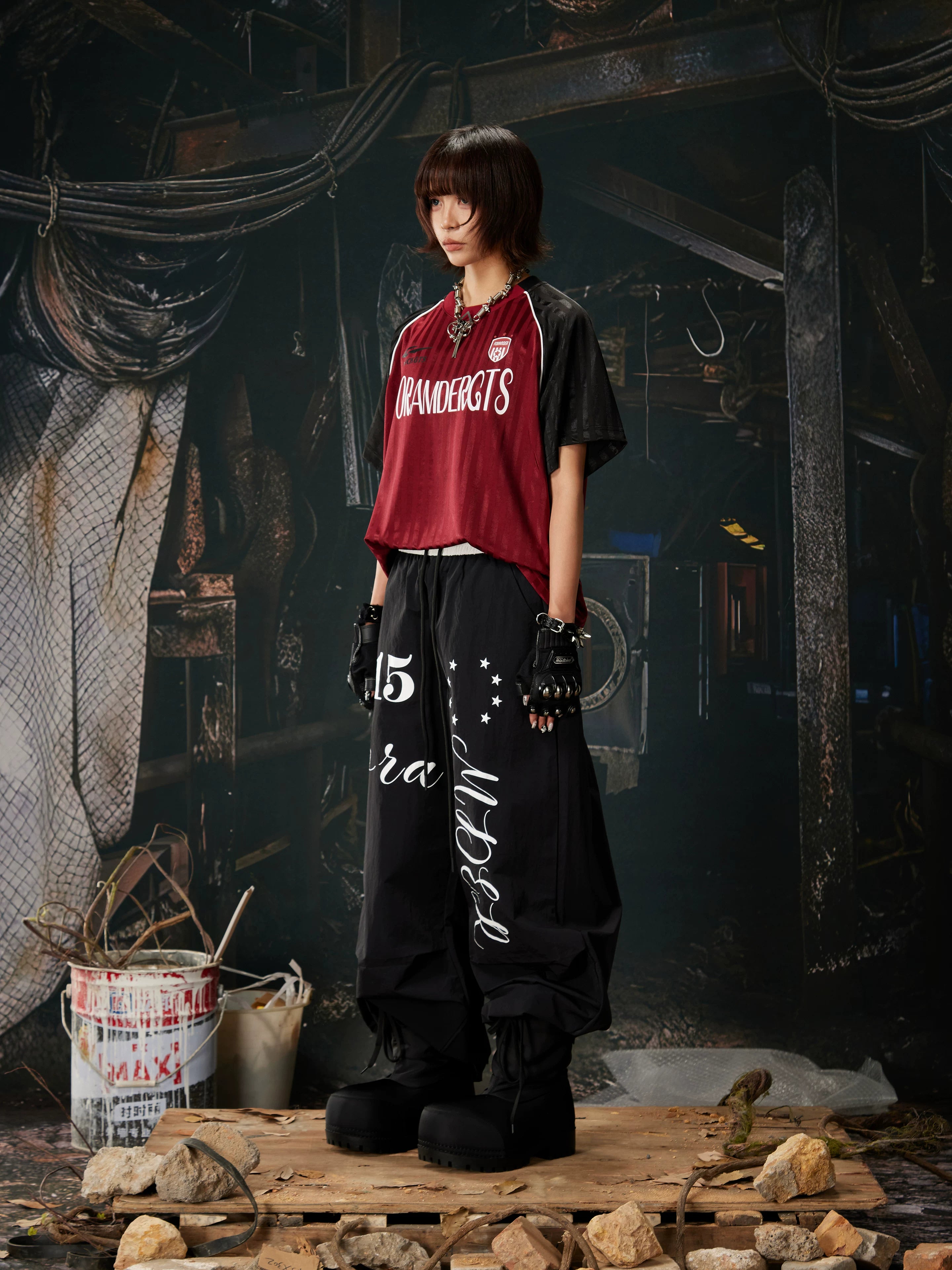 Red Black Contrast Jersey Tee