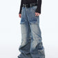 【25s Aug.】Washed Detachable Multi-Pocket Wide-Leg Jeans