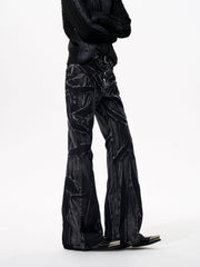 【25s Oct.】Water Ripple Dark Style Distressed Jeans