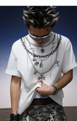 【25s Jul.】Loose Chain Graphic Print Cotton Tee