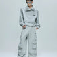 【25s Oct.】Casual Stand Collar Cropped Sweatshirt/Ribbon Pocket Pants