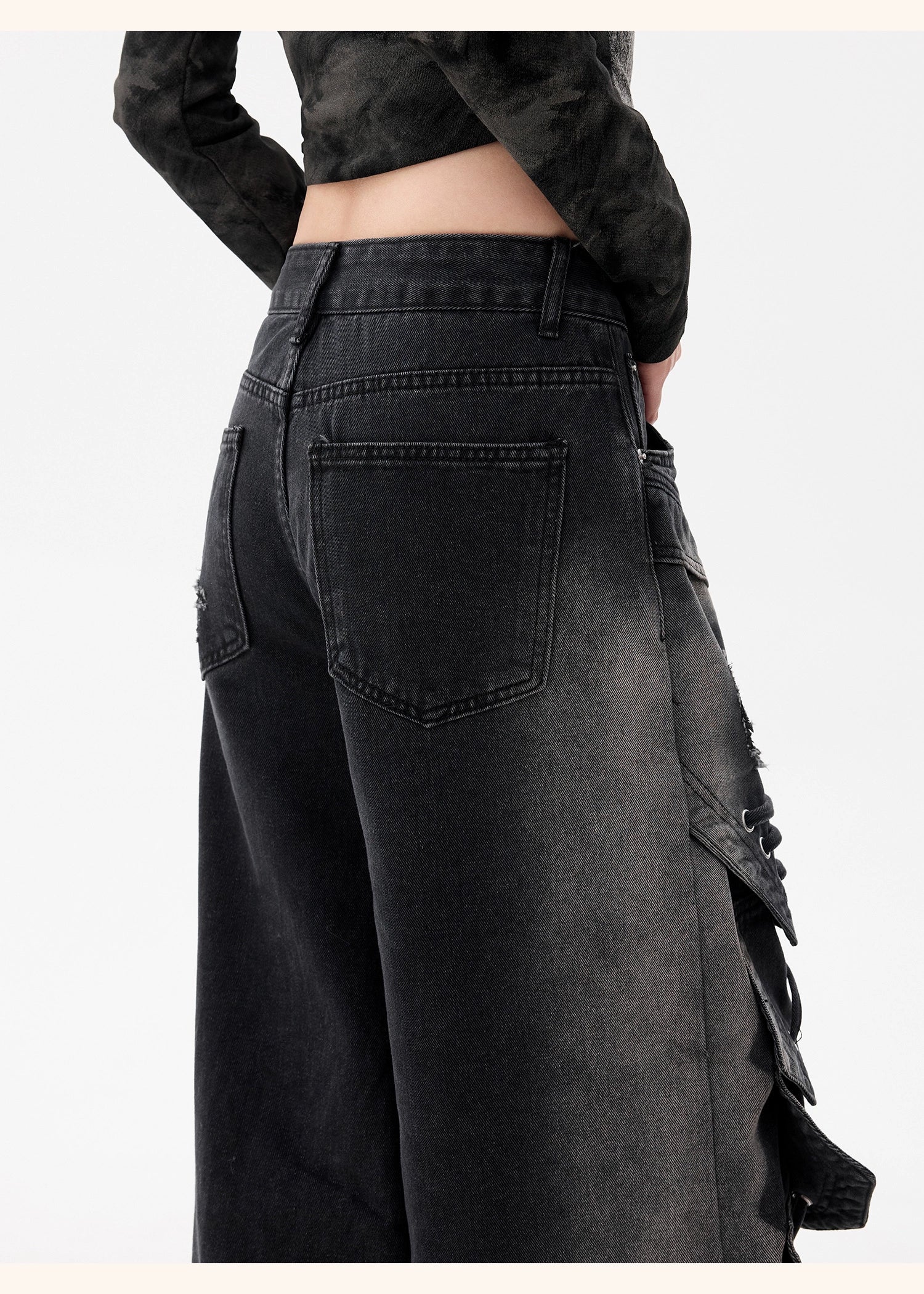 【25s Dec.】Distressed Patchwork Punk Wasteland Style Jeans